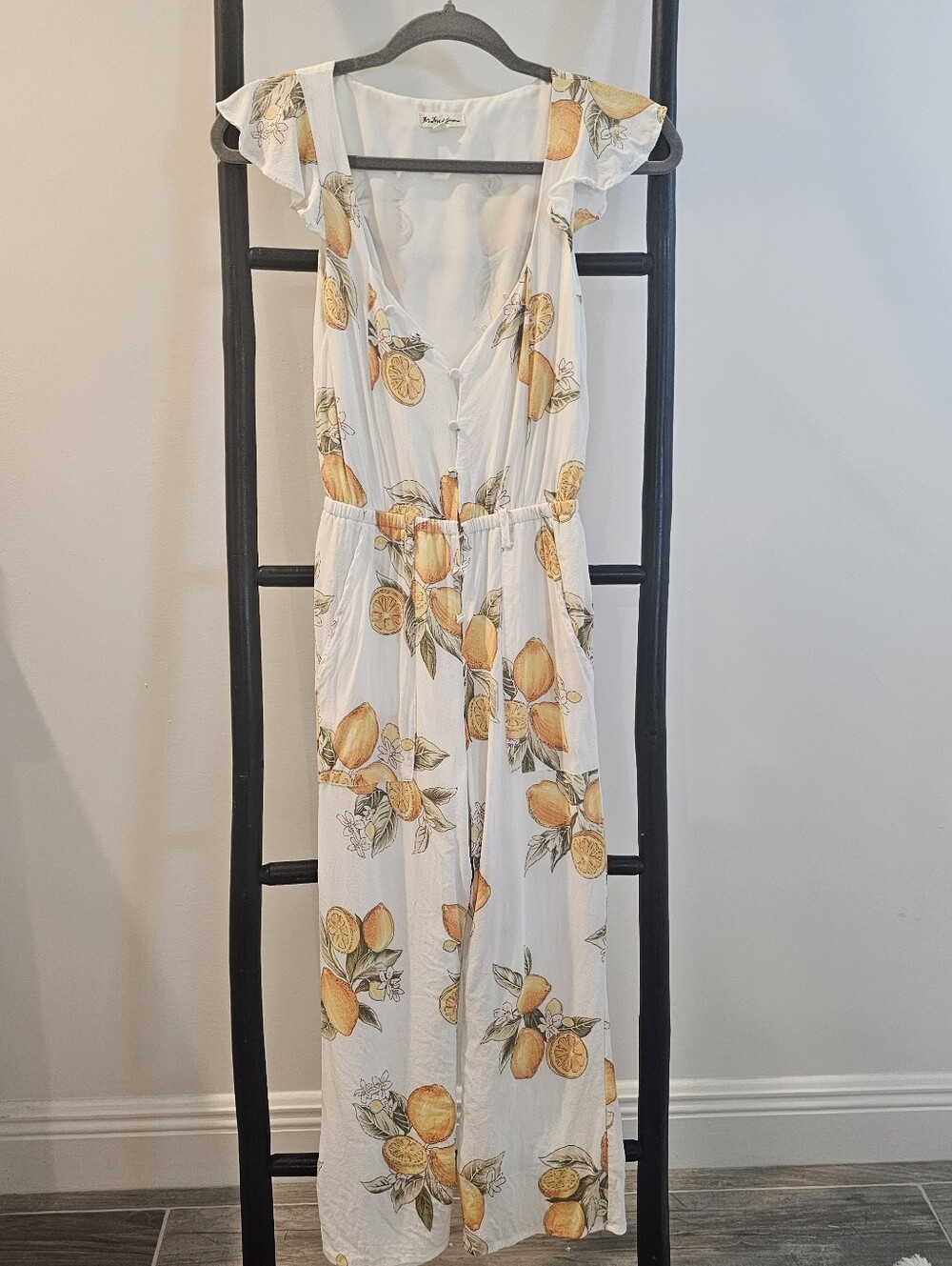 🍋FOR LOVE AND LEMONS🍋 White Lemon Print Jumpsuit